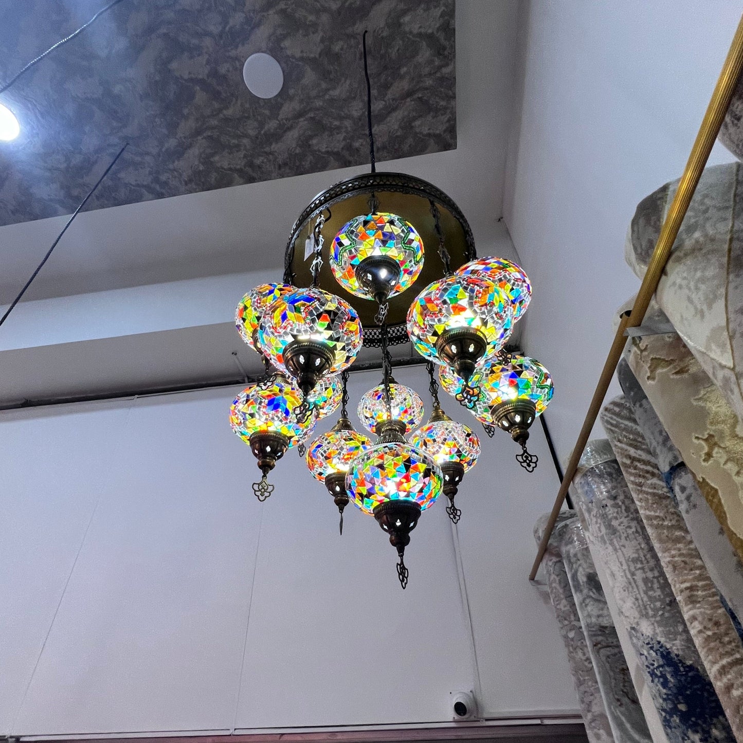 Lámpara Turca de Techo 13 Bombonas cristales elegibles al gusto