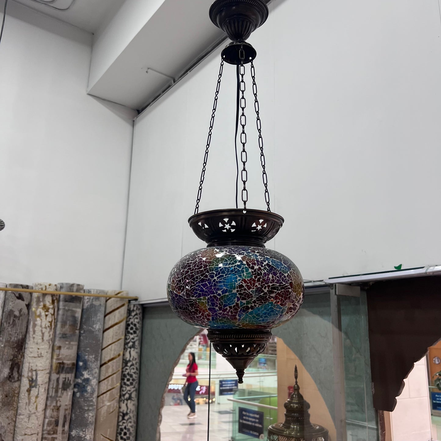 Lámpara Turca de Techo Bombona grande cristal elegible a disponibilidad