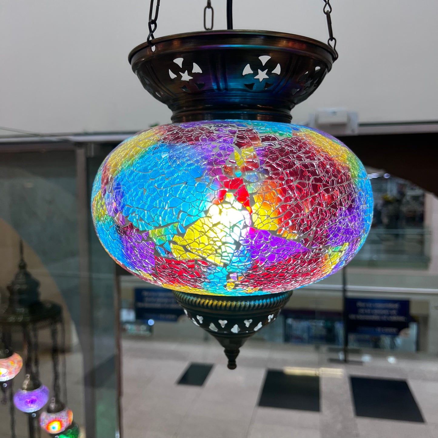 Lámpara Turca de Techo Bombona grande cristal elegible a disponibilidad