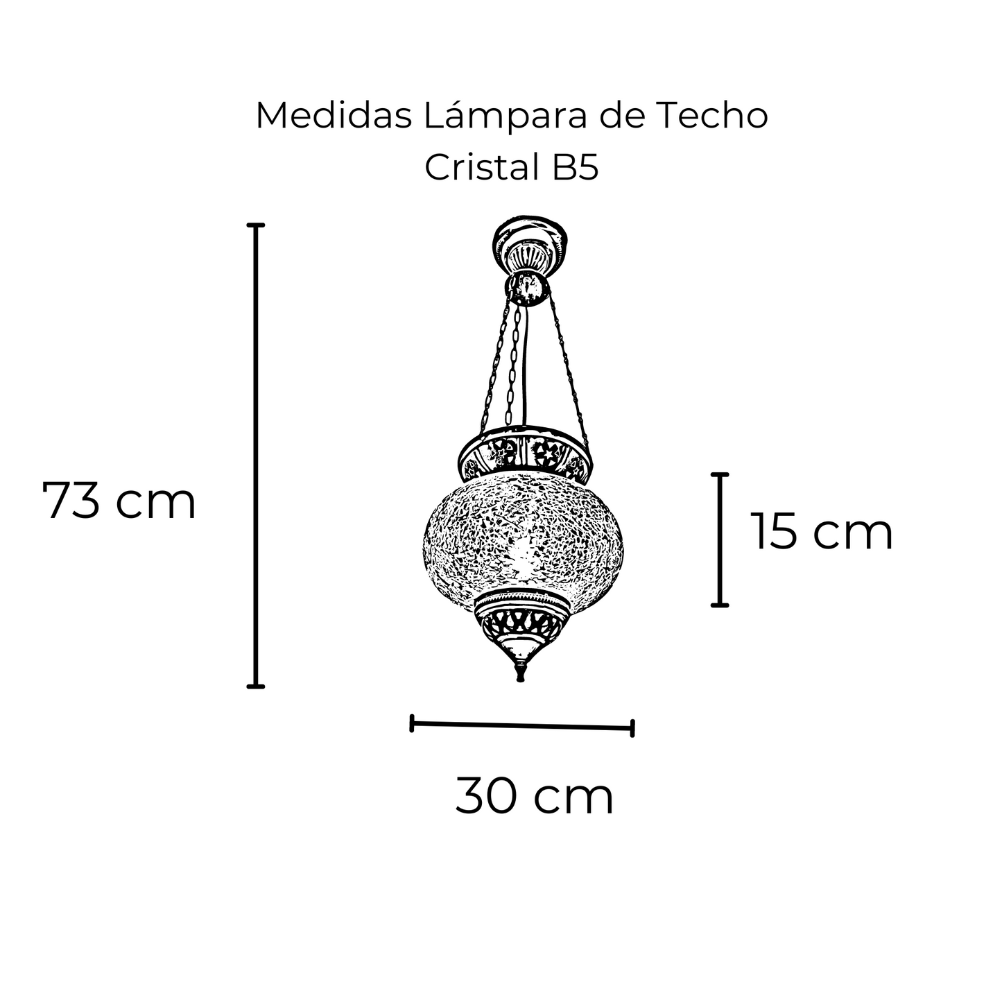 Lámpara Turca de Techo Bombona grande cristal elegible a disponibilidad