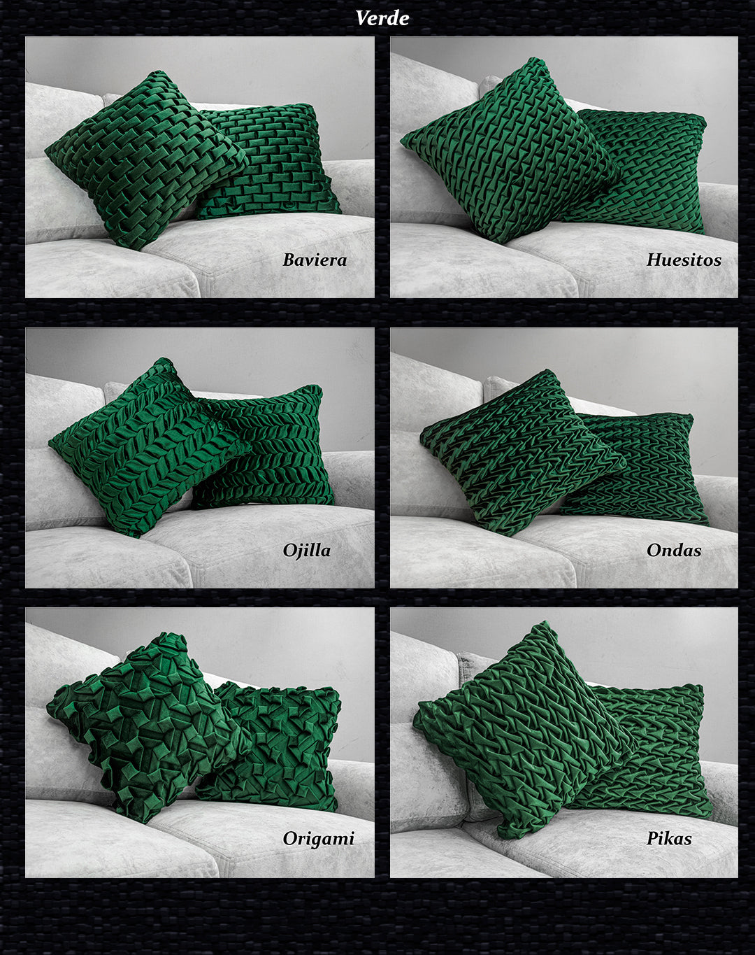 Cojínes de Terciopelo Tejidos con puntada a mano interna Texturizado 50x50 cm