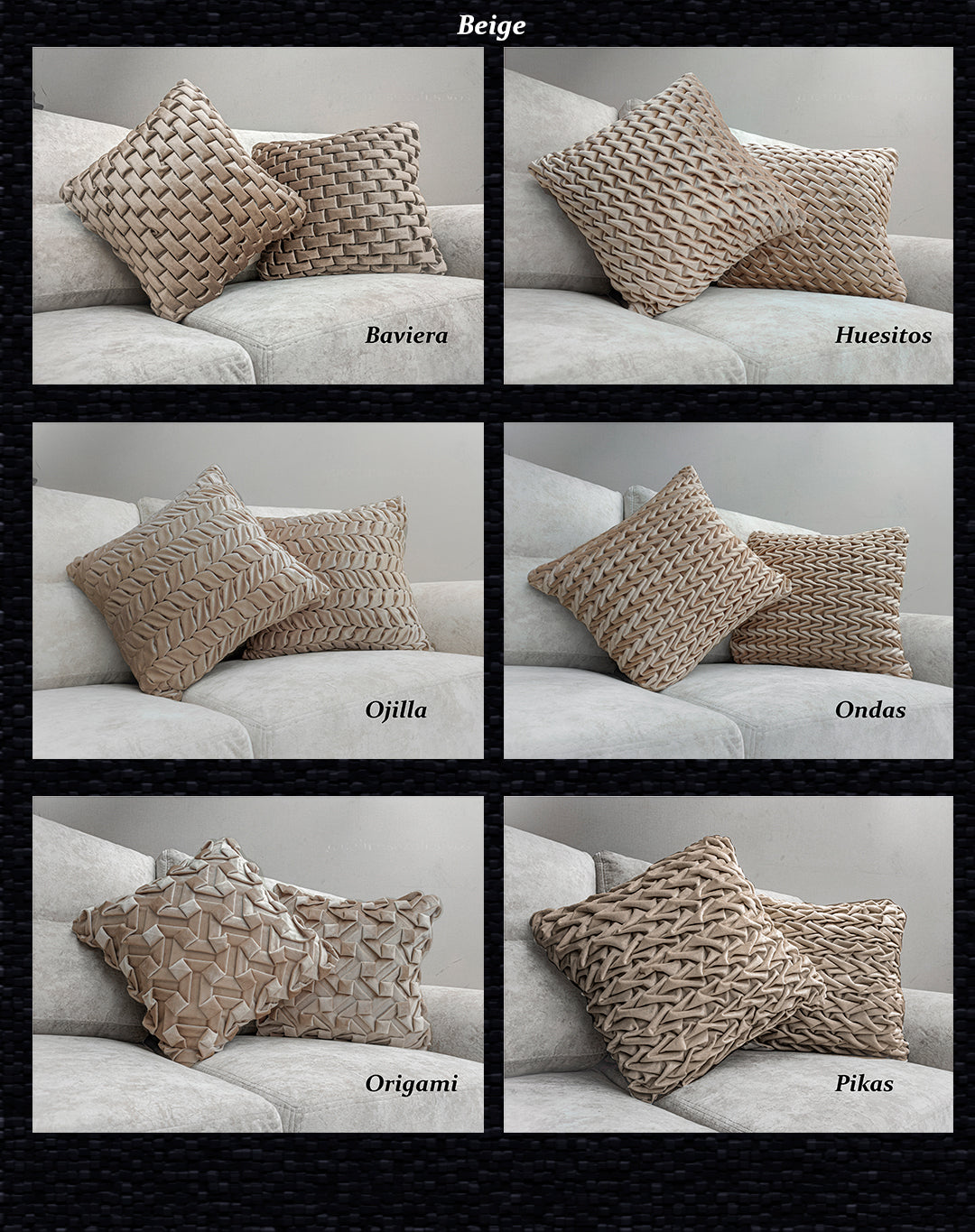 Cojínes de Terciopelo Tejidos con puntada a mano interna Texturizado 50x50 cm