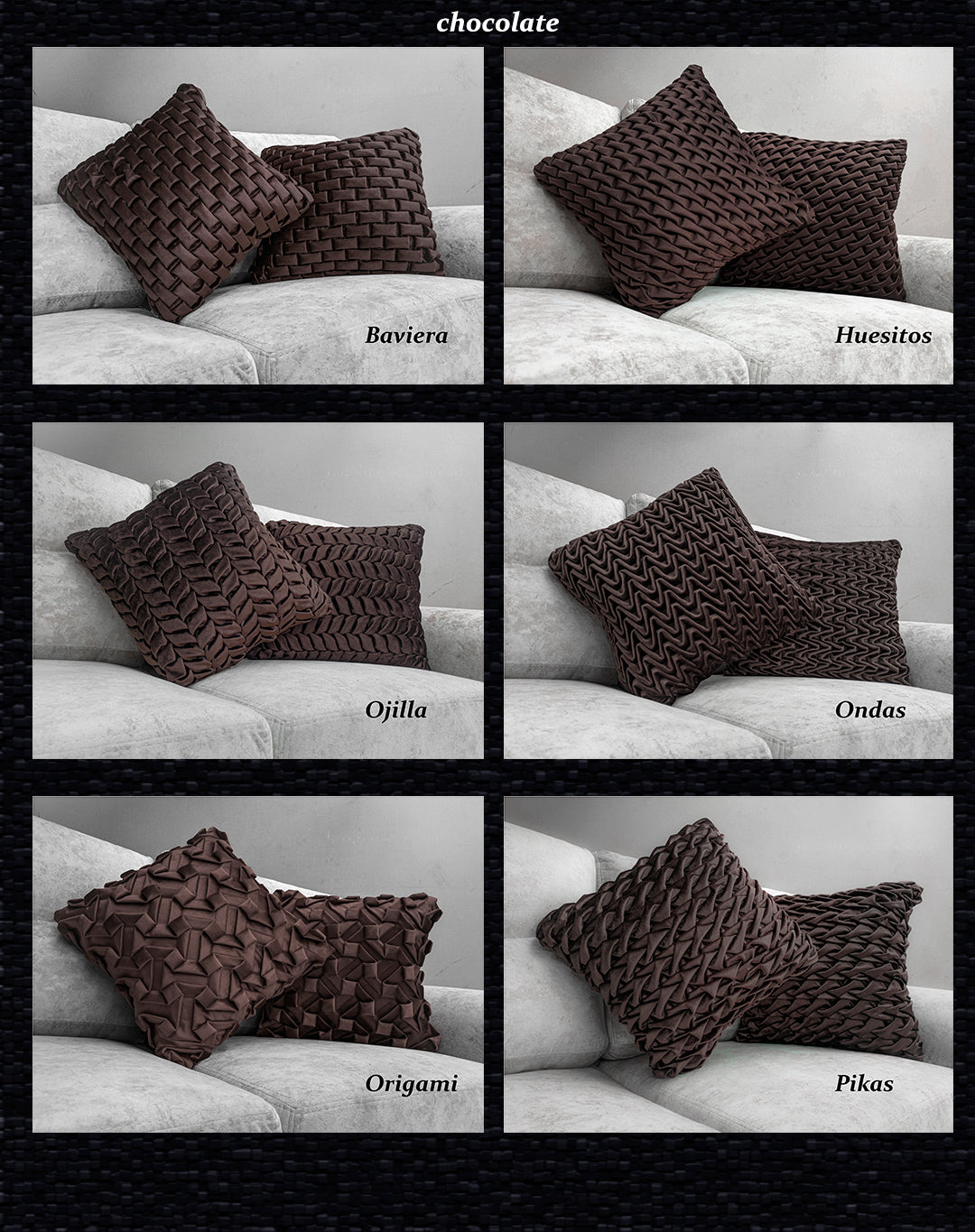 Cojínes de Terciopelo Tejidos con puntada a mano interna Texturizado 50x50 cm