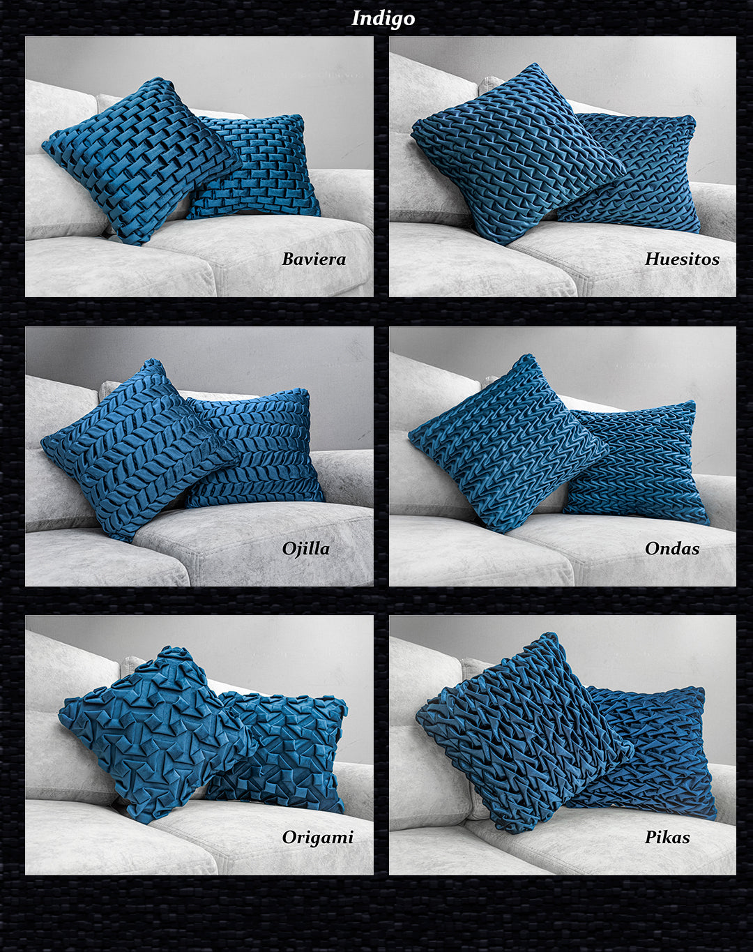 Cojínes de Terciopelo Tejidos con puntada a mano interna Texturizado 50x50 cm