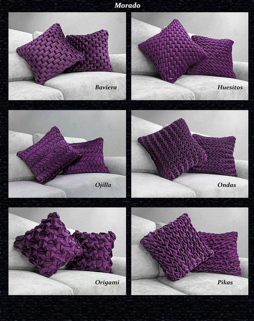 Cojínes de Terciopelo Tejidos con puntada a mano interna Texturizado 50x50 cm