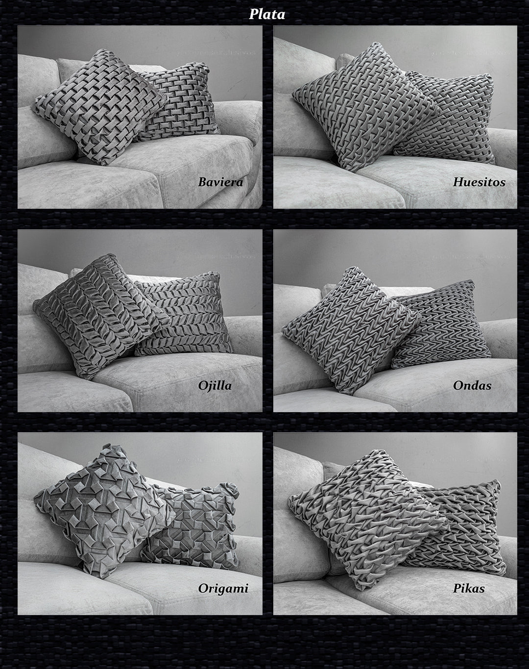 Cojínes de Terciopelo Tejidos con puntada a mano interna Texturizado 50x50 cm