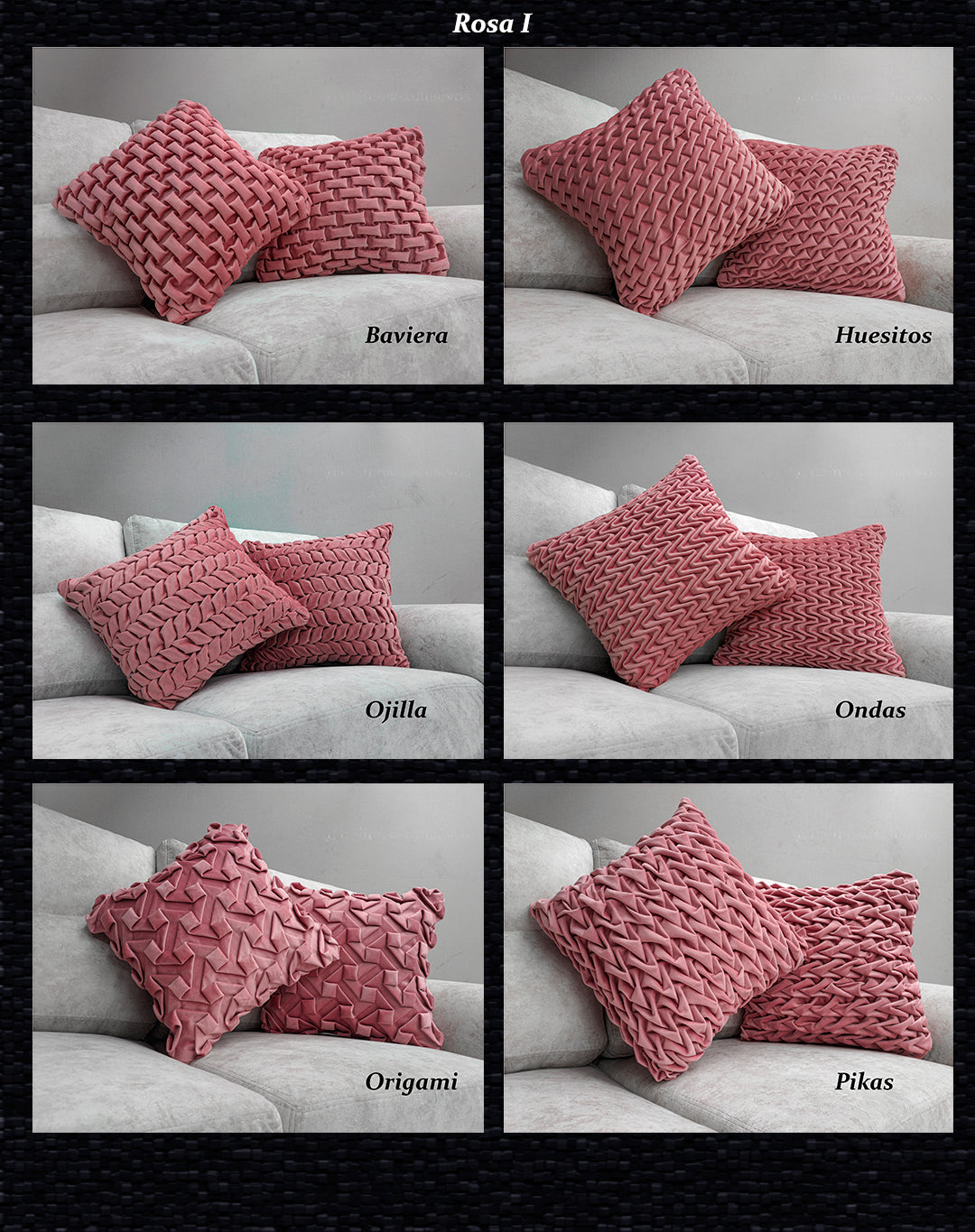 Cojínes de Terciopelo Tejidos con puntada a mano interna Texturizado 50x50 cm