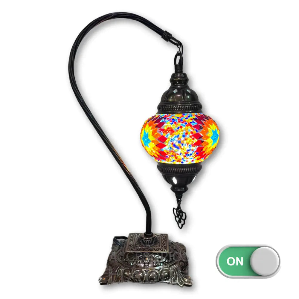 Lámpara Turca De Mesa Cuello Ganso Cristal Multicolor Estrella Azul B2 Lamparas
