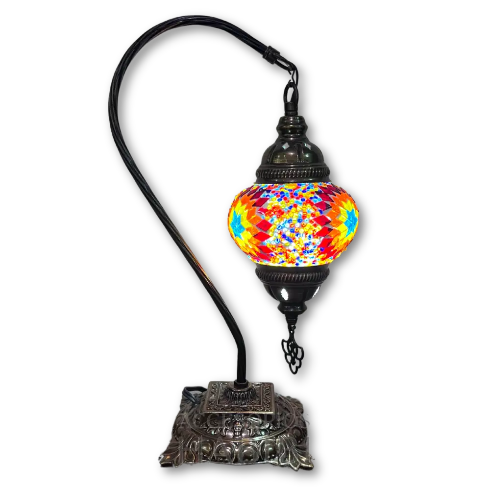 Lámpara Turca De Mesa Cuello Ganso Cristal Multicolor Estrella Azul B2 Lamparas