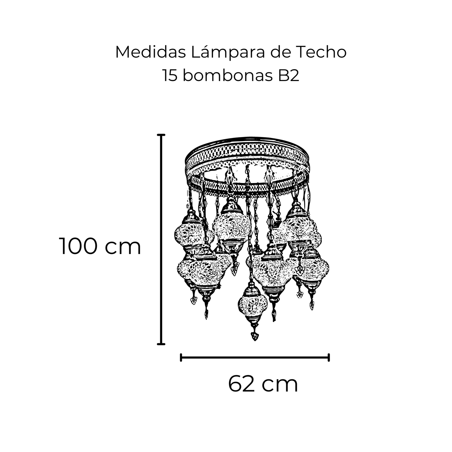 Lámpara Turca de Techo 15 Bombonas Tamaño #2