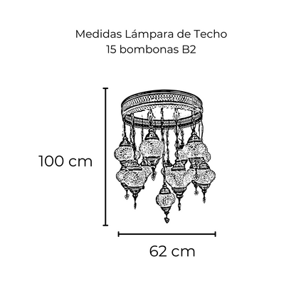 Lámpara Turca de Techo 15 Bombonas Tamaño #2