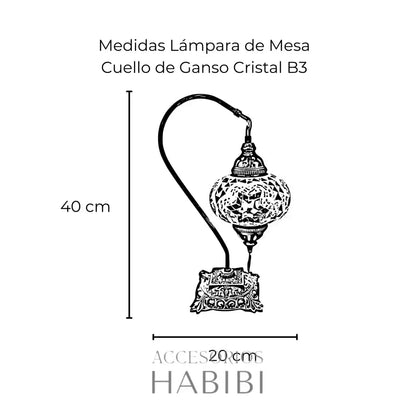 Lámpara Turca De Mesa Cuello Ganso Cristal Azul Rey B3 Lamparas