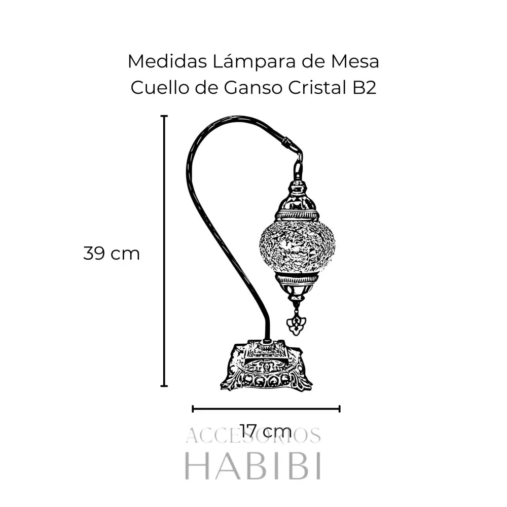 Lámpara Turca De Mesa Cuello Ganso Cristal Olas Azules B2 Lamparas